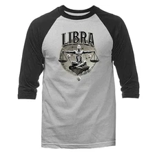 Libra Zodiac Sign Horoscope Astrological Graphic 3/4 Sleeve Raglan