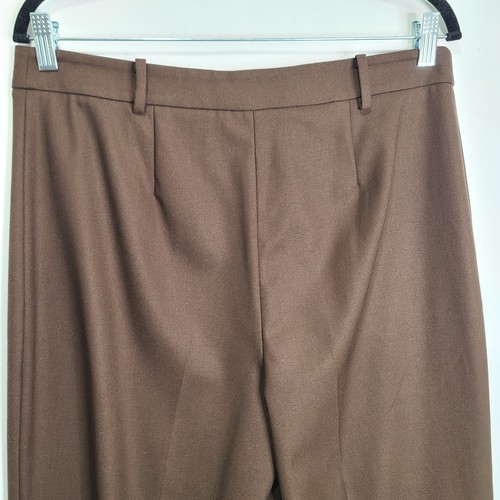 NWT HallHuber Womens 12 Brown Twill Wide Leg Dress Pants - Picture 14 of 18