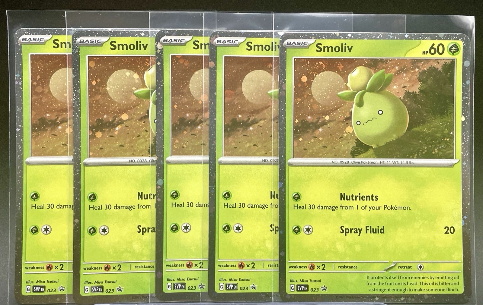 Pokémon TCG Smoliv 023 Cosmos Holo Scarlet & Violet Black Star Promo X5