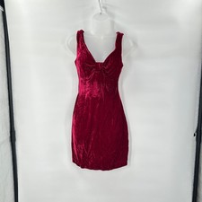 Vintage Contempo Casuals Babydoll Velvet Mini Dress size 7 USA Made Y2K 90s