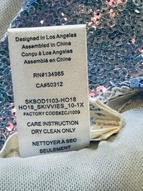 For Love & Lemons SKIVVIES Sequin Bodysuit M Blue Iridescent Open Back Plunge