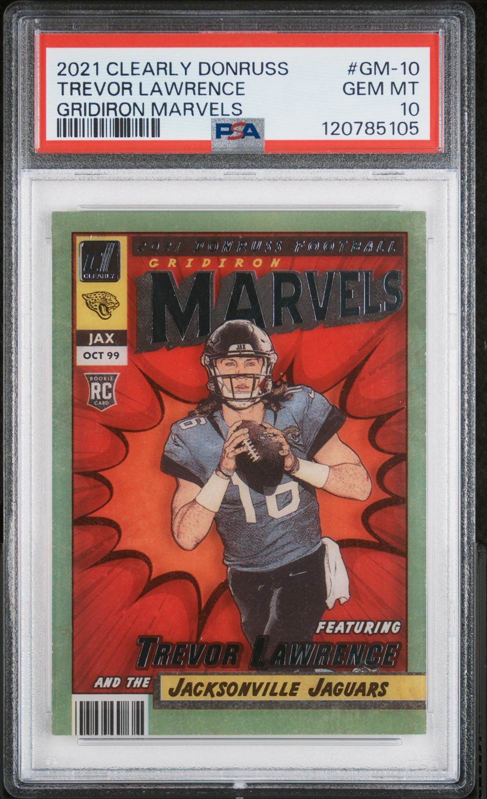 2021 Clearly Donruss Gridiron Marvels Trevor Lawrence PSA 10 GEM MINT CASE HIT