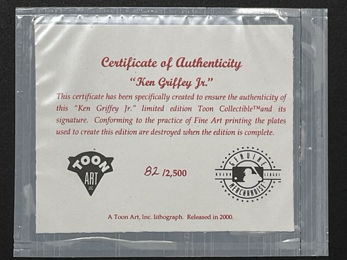 Griffey Jr 2000 Toon Art /2500 Approx. 14” X 11” Framed Photo/Card 40% Off-Read! - Picture 5 of 7