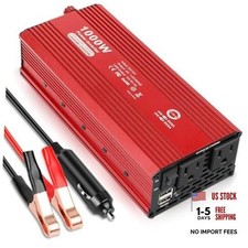 Peak Power Inverter for Vehicles, DC 12V to 110V AC Converter 1000W/2000W