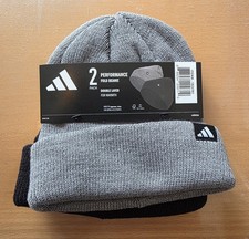 adidas Unisex Fold Beanie 2-pack Black  Gray NWT