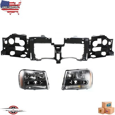 Fits 2002-2009 Chevrolet Trailblazer Front Header Panel Headlight Left Right 3Pc