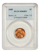1949 P Pcgs Lincoln Wheat Cent Ms66rd Ms-66 Red 1949 P Pcgs Lincoln Wheat Cent Ms66rd Ms-66 Red