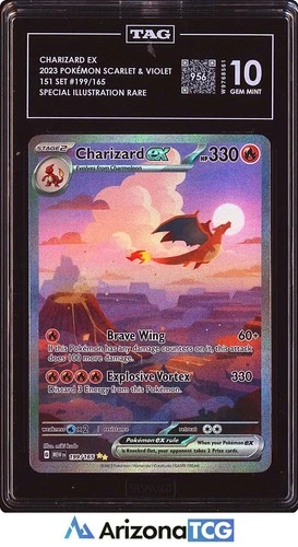 Pokemon 2023 Charizard ex 199/165 SIR Scarlet & Violet 151 GEM MINT TAG 10