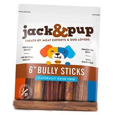 Jack&Pup Premium 6 Inch Thick Bully Sticks for Medium Dogs, Dog Bully Sticks 