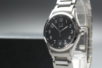 Dunhill Cityscape 8003 schwarzes Zifferblatt Datum Quarz Herrenuhr Japan...