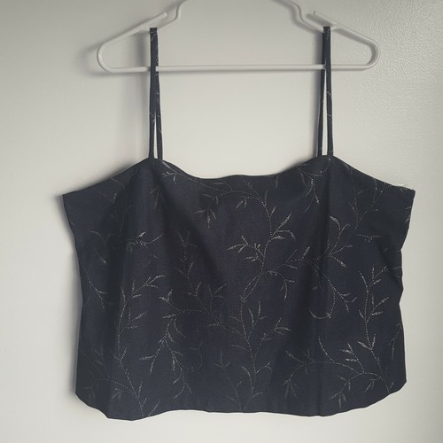 Ashley Stewart Stretch Camisole Top Blue Printed Glitter w/side Zipper Plus 24 - Picture 5 of 11