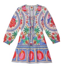 Farm Rio Off-White Flowers Beach Mini Dress Size - XS