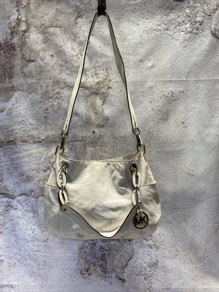 BOLSO DE HOMBRO GRANDE MICHAEL KORS MK MARFIL Off White Cartera Hobo Slouch P5