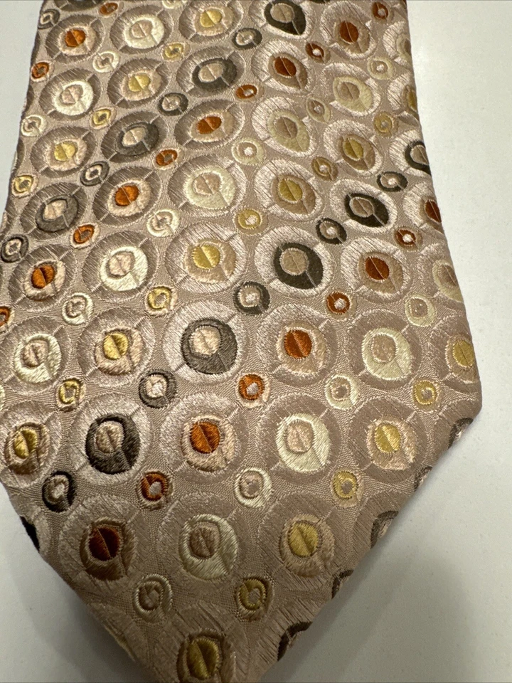 Corbata ALLEA MILANO 100% Seda Hecha en Italia Corbata Geométrica Dorada Corbata Para Hombre Foto 3 de 4