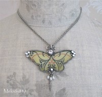 Vintage Danish Pilgrim Necklace Butterfly Silver/cream/clear Swarovski Vintage Danish Pilgrim Necklace Butterfly Silver/cream/clear Swarovski