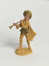 Nativity Italy Christmas Boy Playing Horn Musician 4.25" Tall Plastic