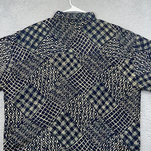 Impact Shirt Mens Large Black Silk Abstract Disco Lightweight Summer Beach - Picture 7 of 15