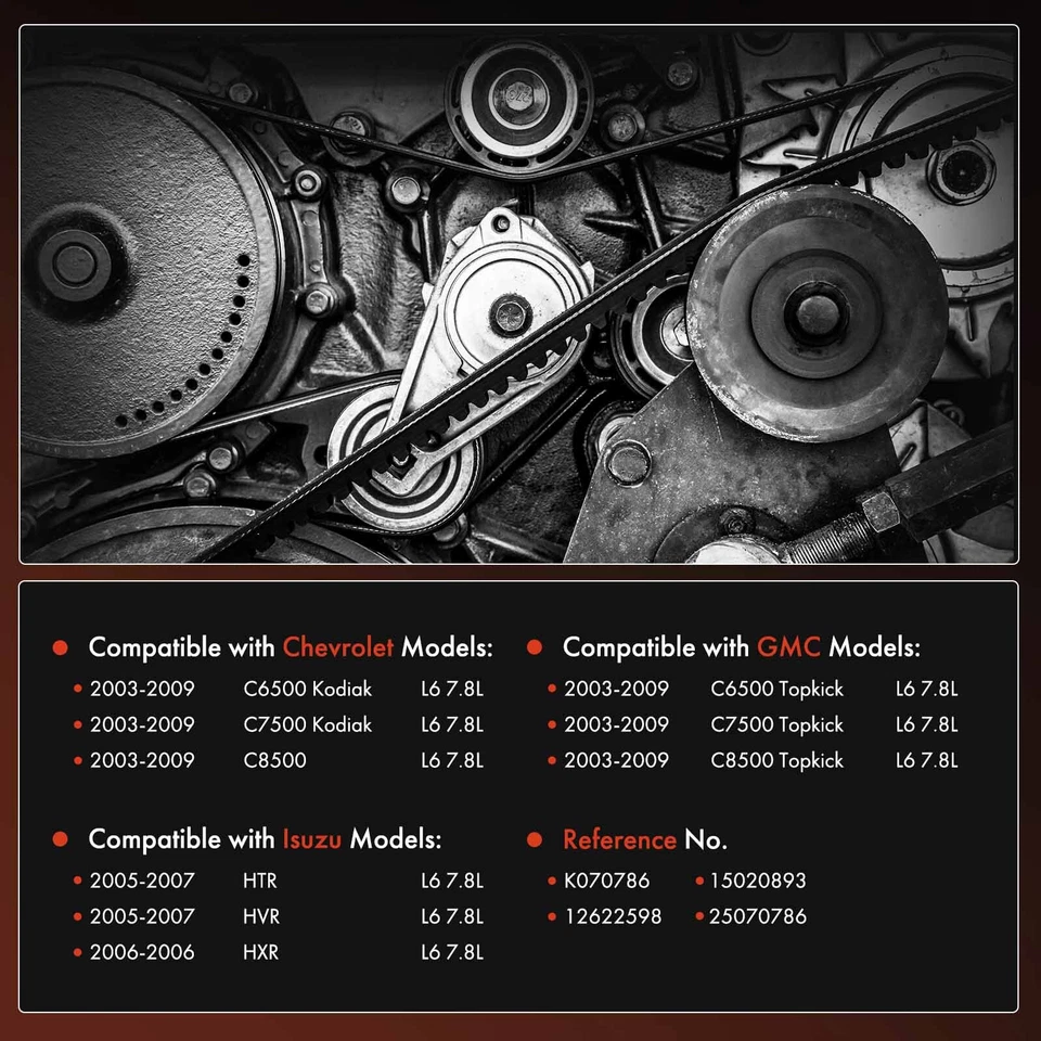 Correa Serpentine 78,62 pulgadas para Chevrolet C6500 Kodiak GMC C6500 Topkick 2003-2009 Foto 2 de 4