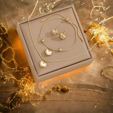 18k Gold Plated Korean Style Trendy Jewelry set Fade resistant.