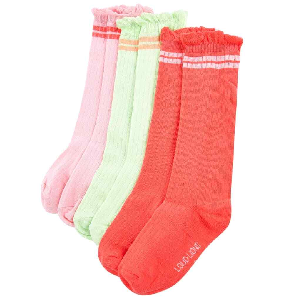 Calcetines de Niños Ropas Infantiles hasta Rodilla Bordes con Volantes 5 Pares v