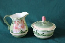 Pamela Gladding Cottage Rose Cream and Sugar Set
