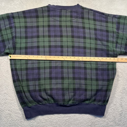 Vintage 90s Crable Sportswear Plaid Sweatshirt Green Purple Womens L Boxy Baggy - Picture 5 of 5