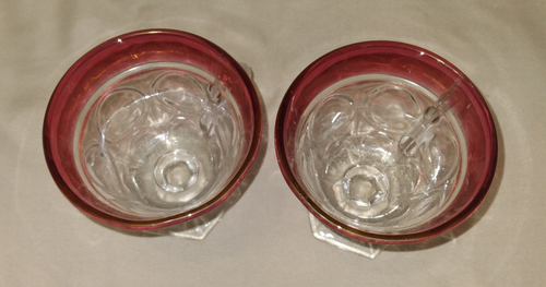 INDIANA GLASS 2 Vintage Ruby Flash Kings Crown Thumbprint Footed Punch Cups - Picture 5 of 5