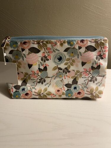 Mary  Square The Sidekick Peach Floral 8”x11” Zipped Cosmetic Bag  - Imagen 1 de 9