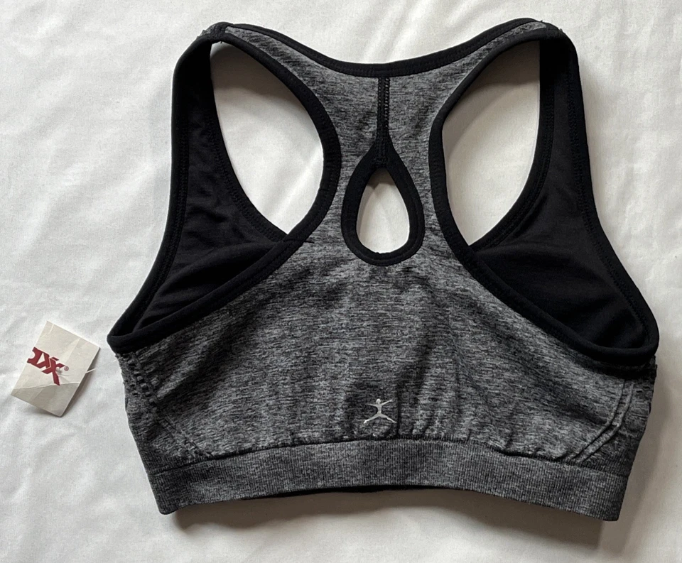 ¡Nuevo! Sujetador deportivo deportivo Danskin para mujer S gris acolchado espalda deportiva ojo de cerradura elástico Foto 3 de 4