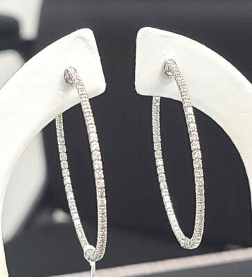 Deal! Creolen 1,10 kt 100 % natürlicher runder Diamant innen außen in 14 K Gold