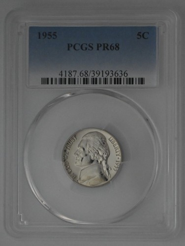 ONE OF PR68 1955 JEFFERSON NICKEL PCGS GRADED US 5C PROOF P-MINT EXACT COIN - Picture 3 of 4