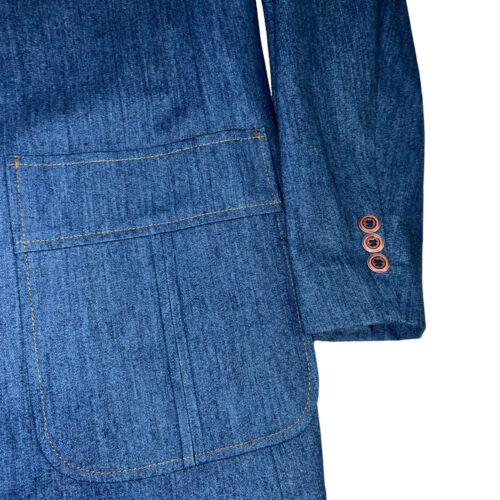 Vintage 70's Sears Sportswear Blue Denim Suit Jacket Blazer Sport Coat Mens 46T - Picture 4 of 16