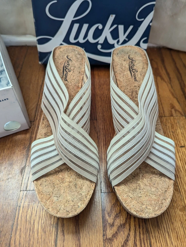Tacones de cuña de corcho Lucky Brand Miller para mujer 9,5 m lechada ombre caja original múltiple Foto 4 de 4