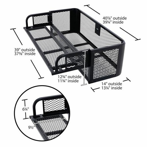 Black Widow Universal Deluxe Steel Mesh ATV Rear Drop Basket Rack - Picture 4 of 6