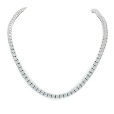 Unisex Solitaire Tennis Necklace Silver Finish Lab Diamonds 3mm Chain/Bracelet