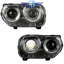 Pair LED DRL Projector Headlights Lamps Fits For 2015-2019 Dodge Challenger