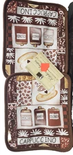 Set of 2 Printed Jumbo Pot Holders, 7"x8", COFFEE JARS with dark brown back, BH