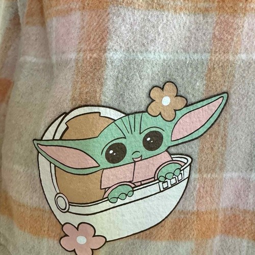 The Mandalorian Plaid Grogu Flannel Jacket / Shacket Button Down Size XL 14/16 - Picture 2 of 15