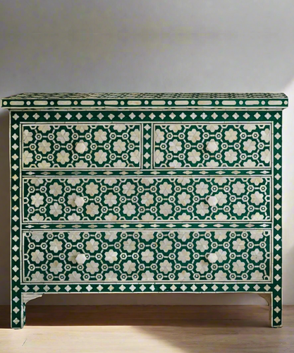 Bone Inlay Chest of Drawers Floral Design