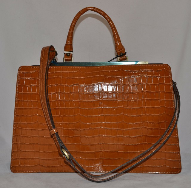 Claudia Firenze Leather Croco Embossed Classic Handbag Purse Tote