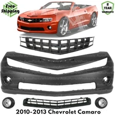 Front Bumper Cover Paintable & Foglight Pair Set For 2010-2013 Chevrolet Camaro