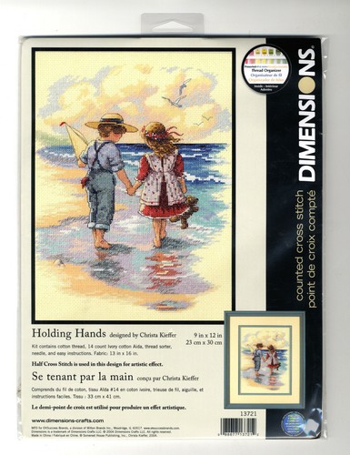 Cross Stitch Kit ~ Dimensions Little Boy & Girl Holding Hands Beach #13721 - Picture 2 of 3