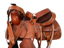 USED WESTERN SADDLE ROPING RANCH HORSE PLEASURE TOOLED LEATHER TACK 15 16 17 18