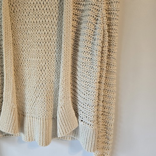 Eileen Fisher Open Cable Knit Sweater Cardigan Size XS Cream Shimmer - Picture 2 of 4