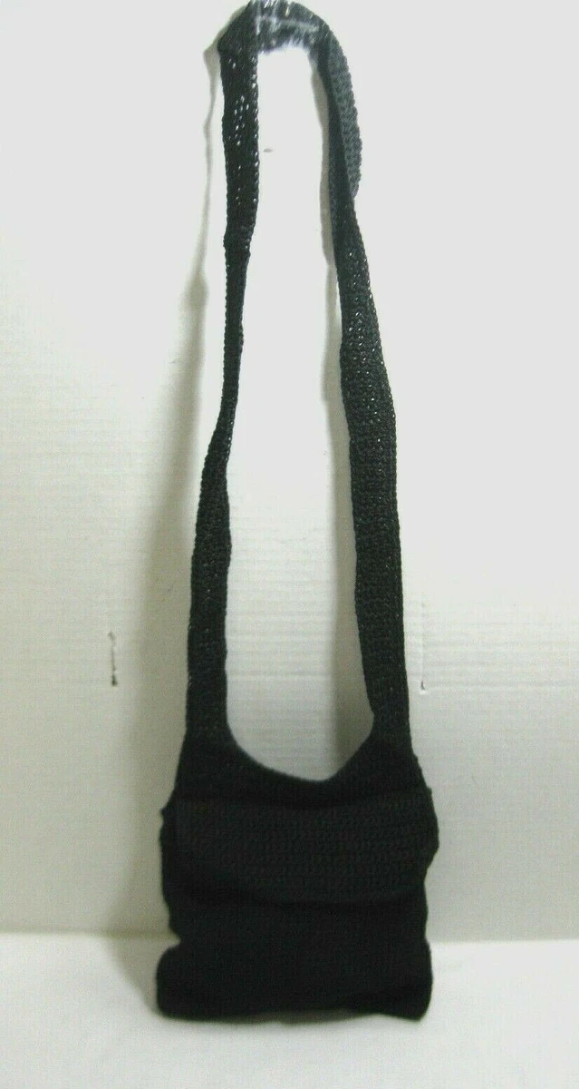Women s Cross Body Bag Crochet Knit Black Small Messenger Bag