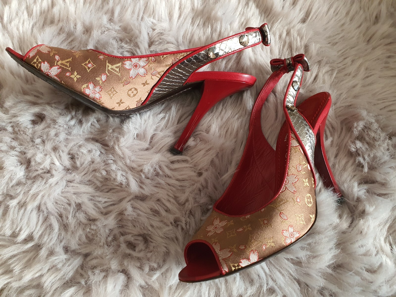 RARE Red & Brown Louis Vuitton-Monogram Cherry Blossom Takashi -Size 37 image 7
