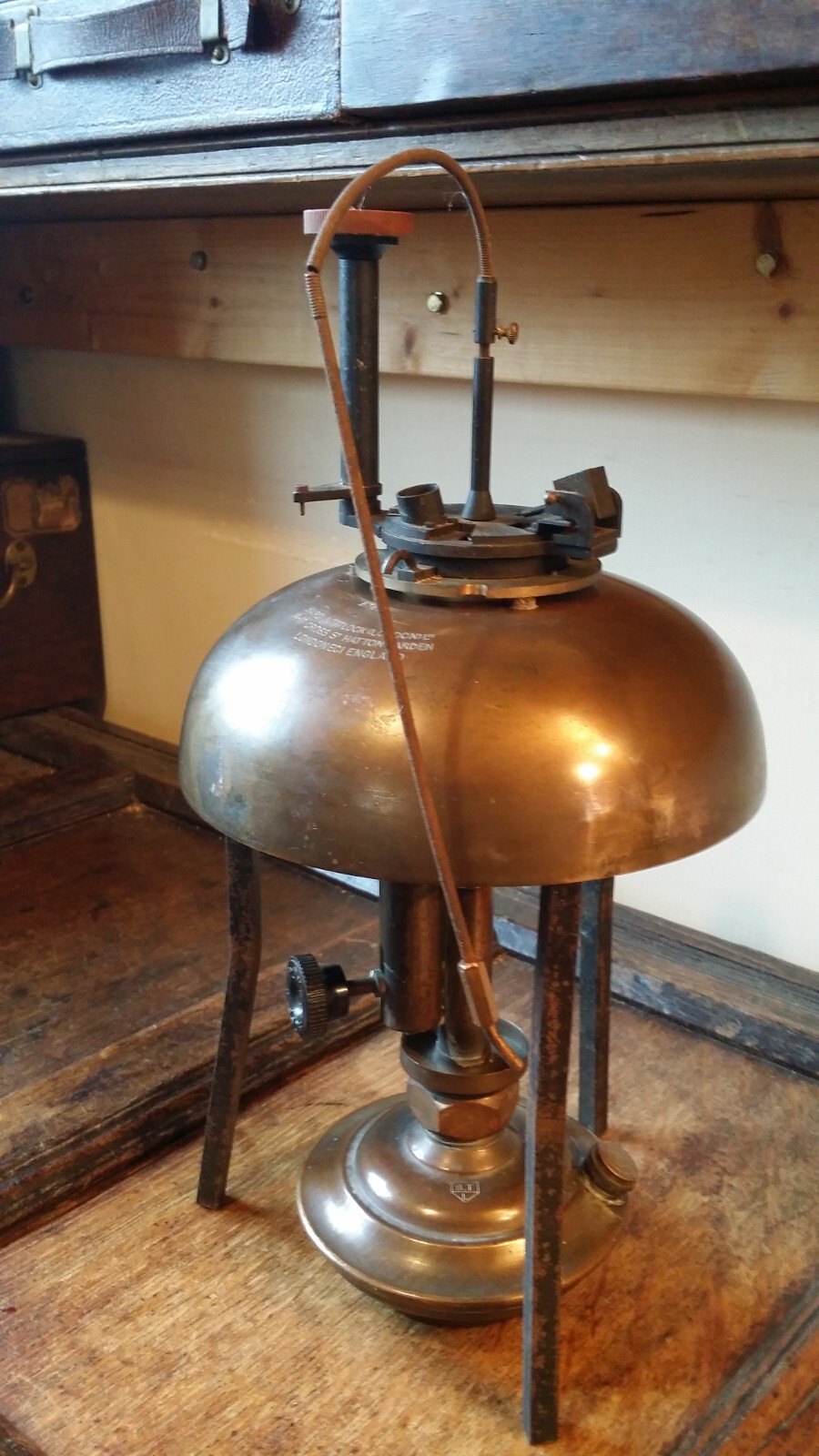 ANTIQUE 1930'S LARGE BRASS FLASH POINT TESTER BAIRD & TATLOCK - CASED LABORATORY