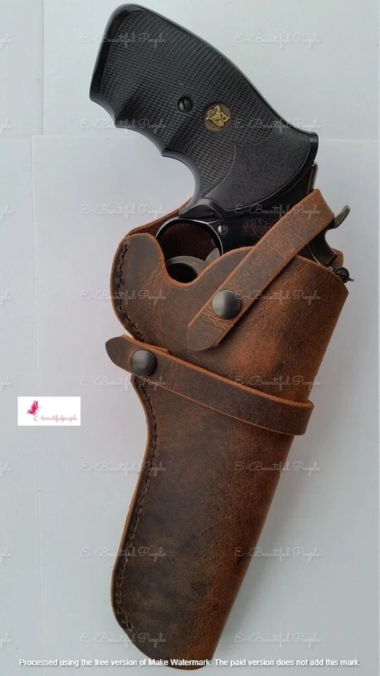 Leather Holster Revolver Black & Brown Color Handmade Western Crazy Horse Cowboy - Image 2 of 4