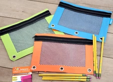 3 PK - Multipurpose Zipper Pouch 10 x 6" Pouch for 3-Ring Binder BAZIC 804 Color