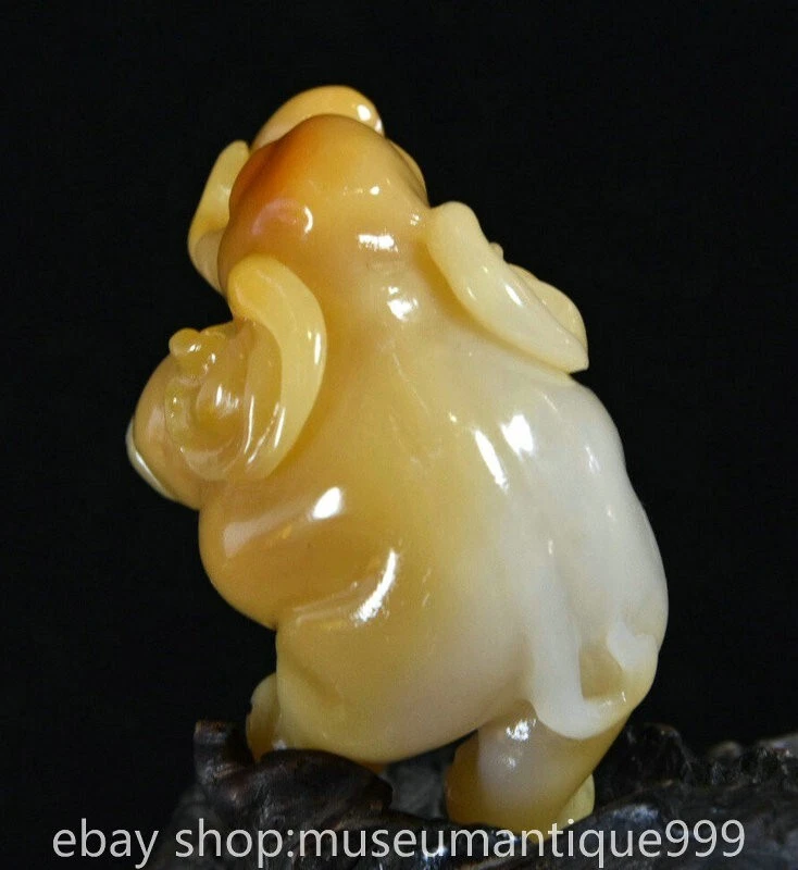 2.6" Chinese Natural Shoushan stone Carving Animal Elephant Statue Sculpture - Image 2 of 4